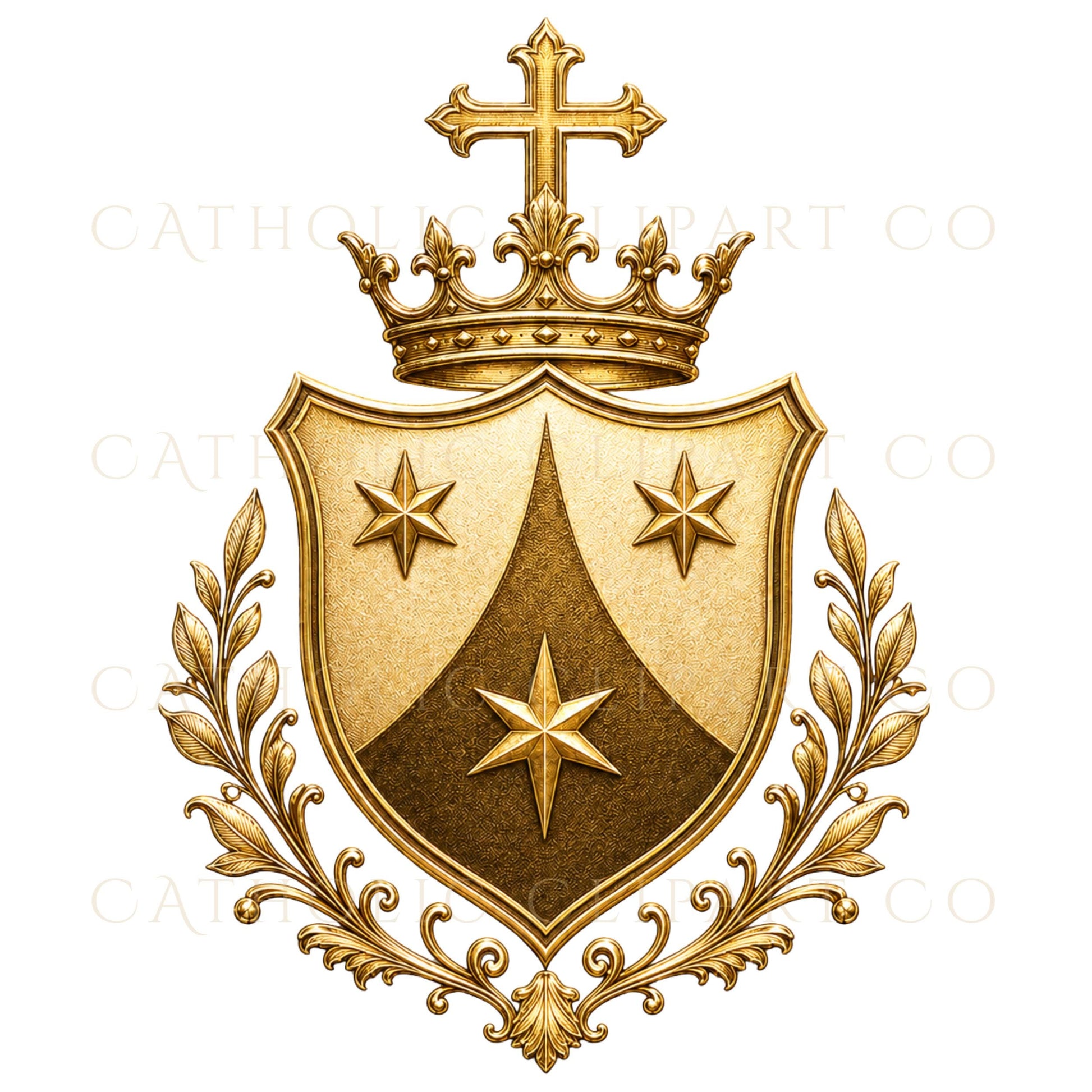 Transparent PNG Catholic clipart set featuring Our Lady of Mount Carmel, Brown Scapular, Carmelite emblem, Marian seal, crown, and lilies. / Set de clipart católico PNG transparente con Nuestra Señora del Carmen, escapulario, emblema carmelita, sello mariano, corona y lirios.