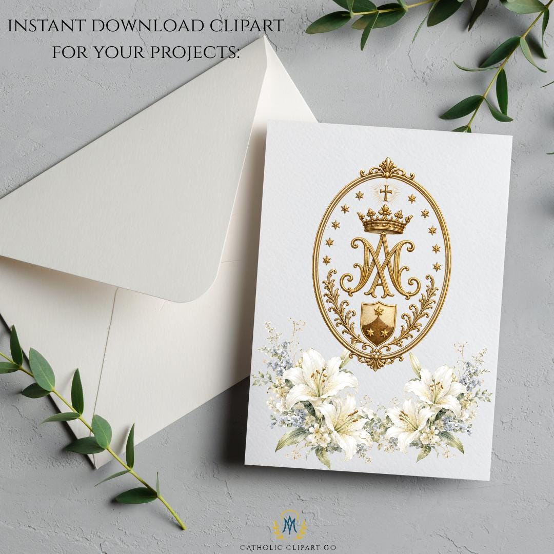 Our Lady of Mount Carmel Clipart PNG Bundle, Brown Scapular Catholic Mary Clipart, Virgen del Carmen Religious Graphics
