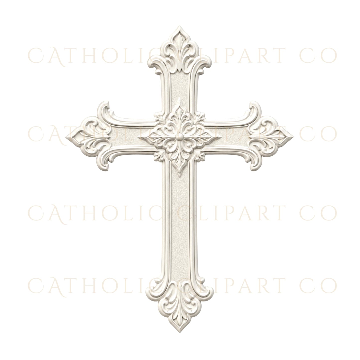 Classic white cross clipart for Baptism invitations and keepsakes / Clipart de cruz blanca clásica para invitaciones y recuerdos de Bautismo