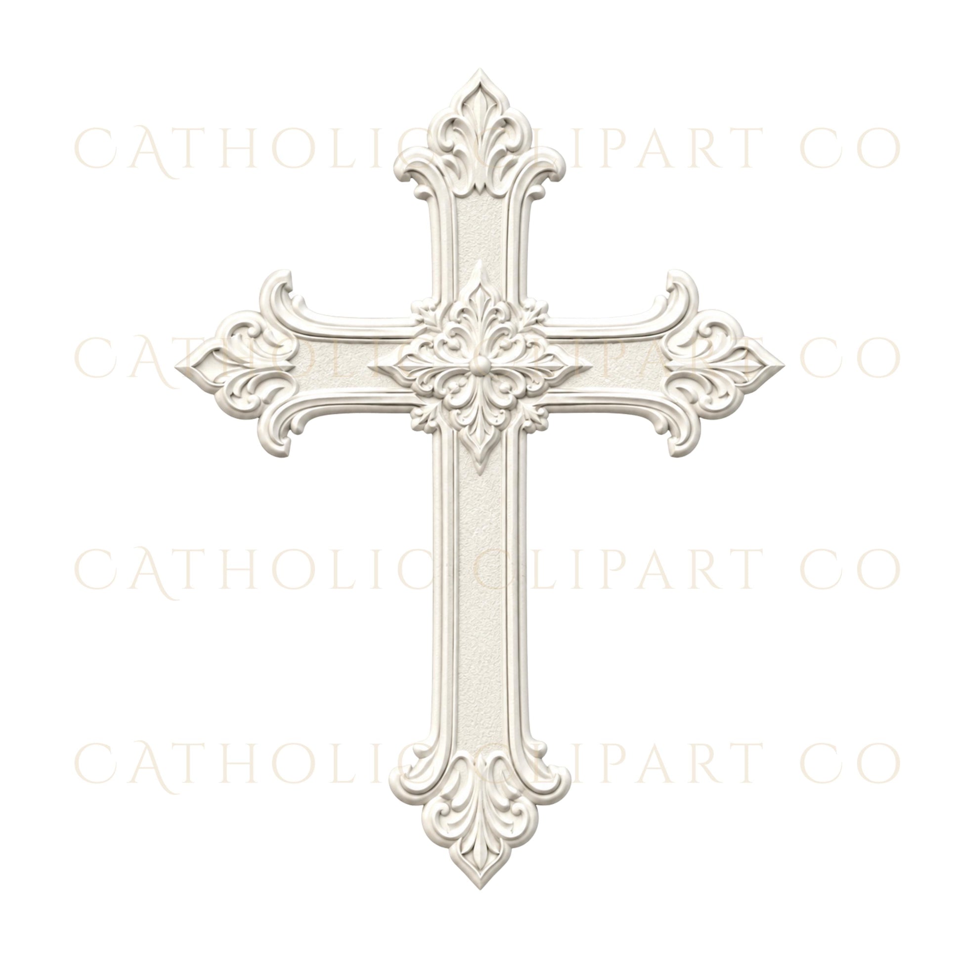 Classic white cross clipart for Baptism invitations and keepsakes / Clipart de cruz blanca clásica para invitaciones y recuerdos de Bautismo