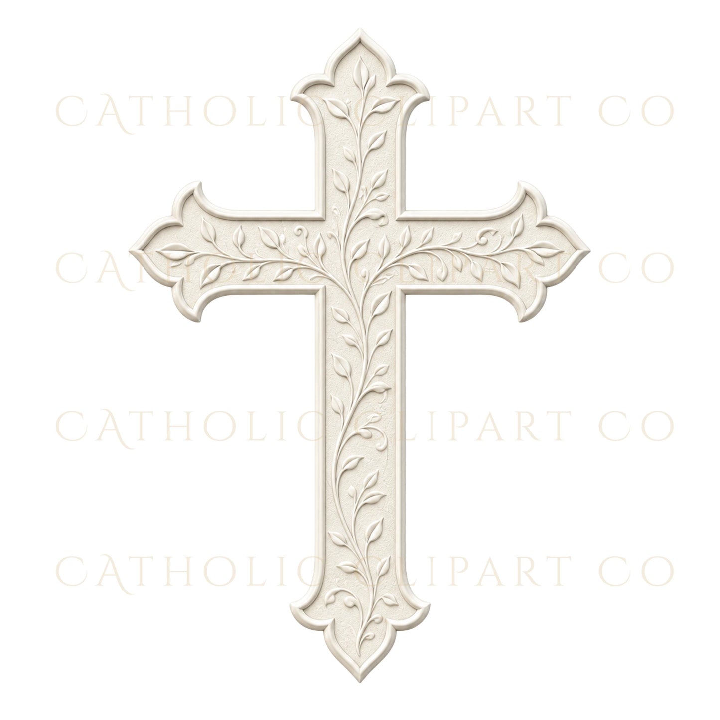 White vintage cross graphic for Catholic invitations and printable designs / Gráfico de cruz blanca vintage para invitaciones católicas y diseños imprimibles