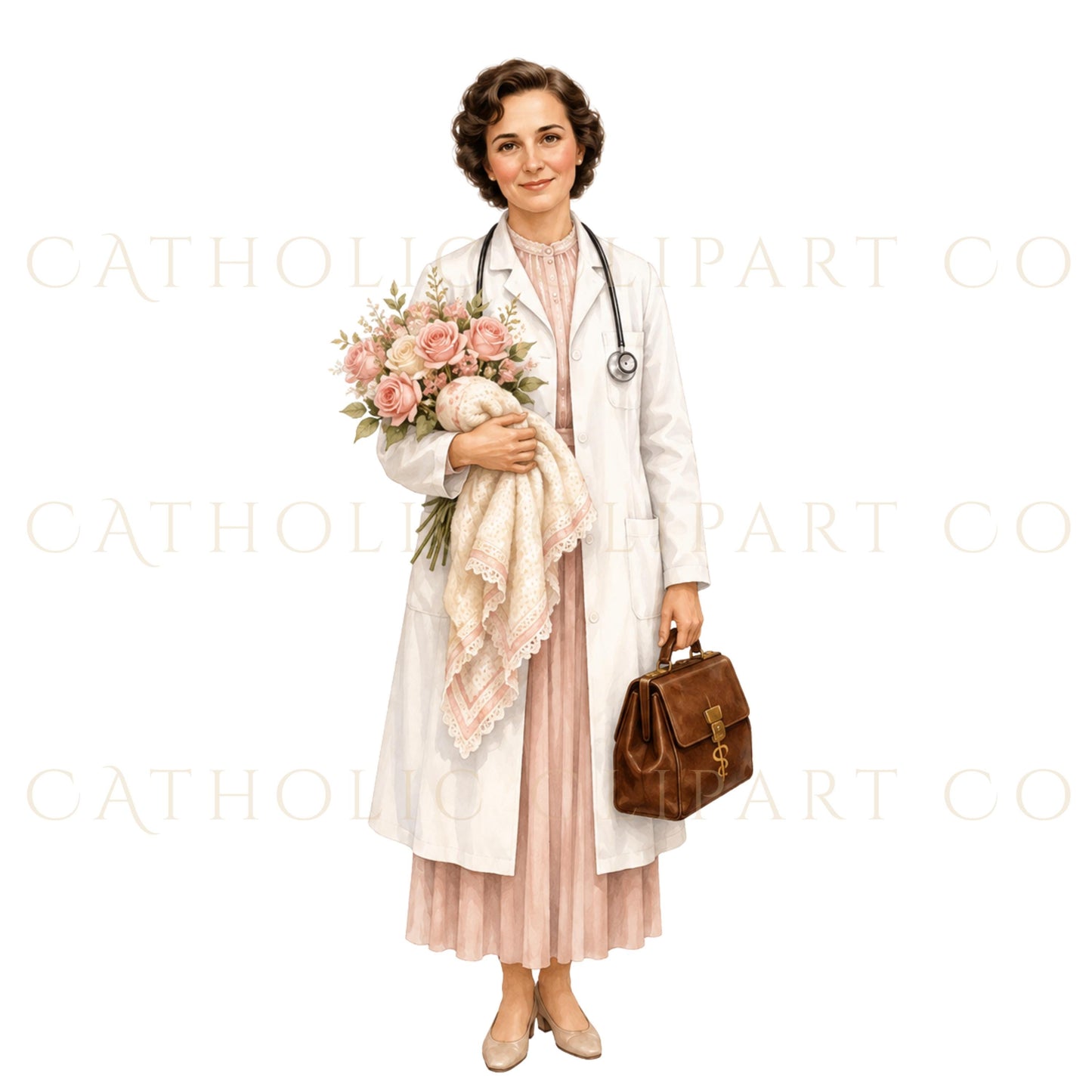Watercolor Catholic saints clipart set for religious printables, saint study pages, Catholic planners and devotional projects / Set de clipart de santos católicos en acuarela para imprimibles religiosos, estudios de santos, planificadores católicos y proyectos devocionales