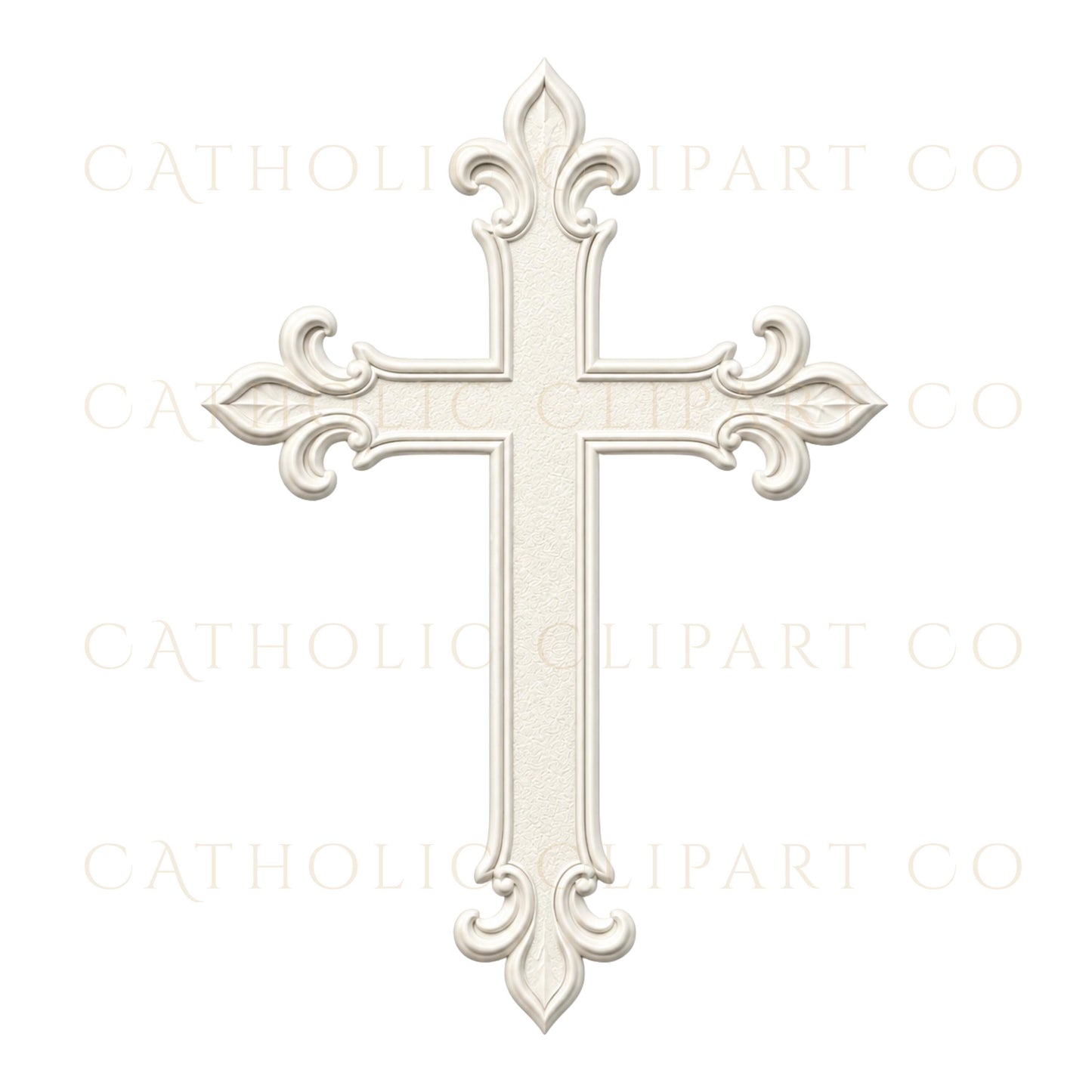 Ornamental ivory cross clipart for Christian wedding stationery / Clipart de cruz marfil ornamental para papelería de boda cristiana