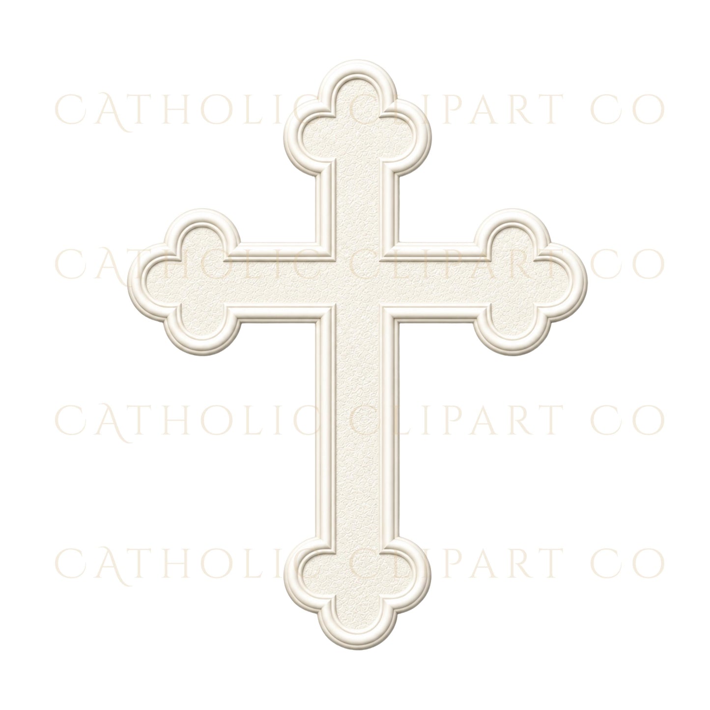 Minimal white embossed cross PNG for Communion and Confirmation designs / Cruz blanca minimalista en relieve PNG para diseños de Comunión y Confirmación