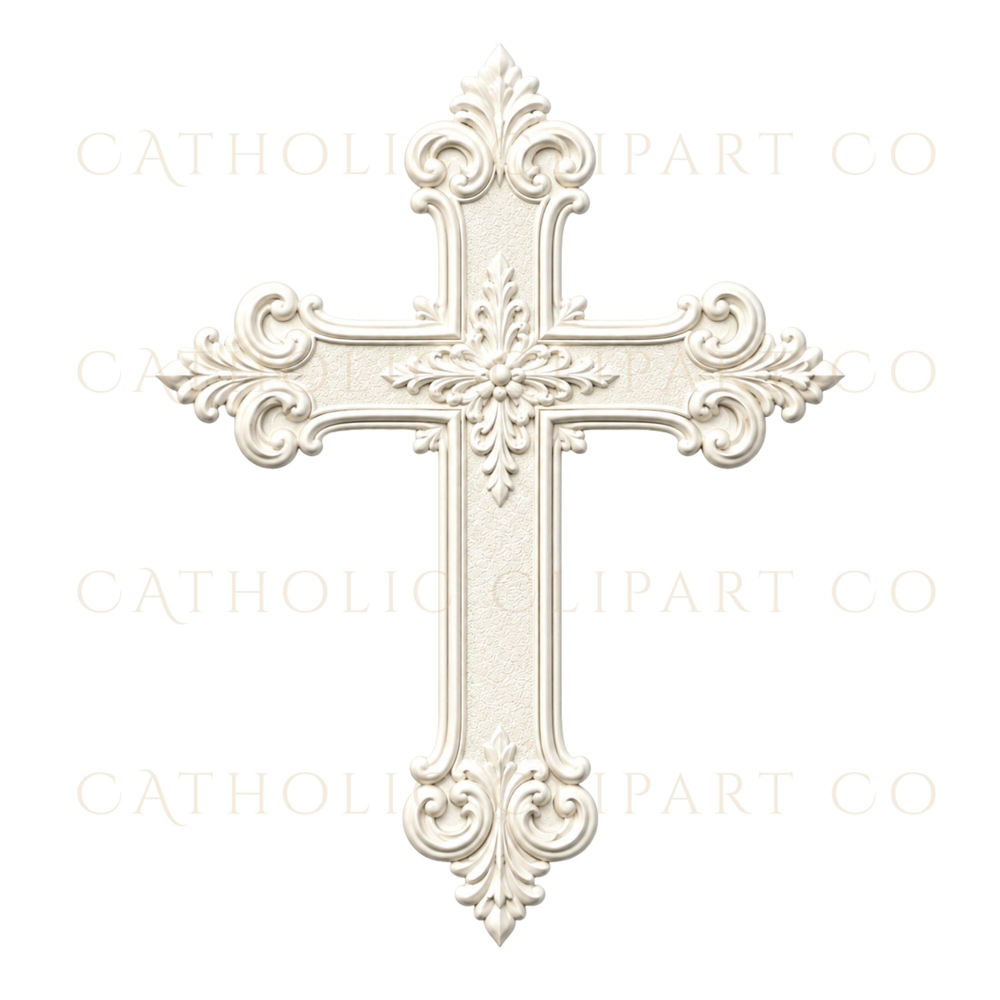 Elegant oval cross medallion clipart for prayer cards and holy cards / Clipart de medallón ovalado con cruz elegante para tarjetas de oración y estampas religiosas
