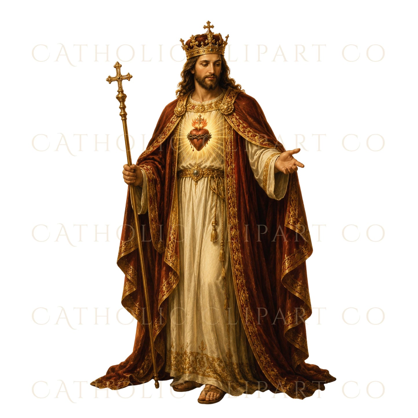 Catholic Christ the King Sacred Heart portrait PNG for feast day and church projects | PNG católico de Cristo Rey y Sagrado Corazón para fiestas y proyectos de iglesia