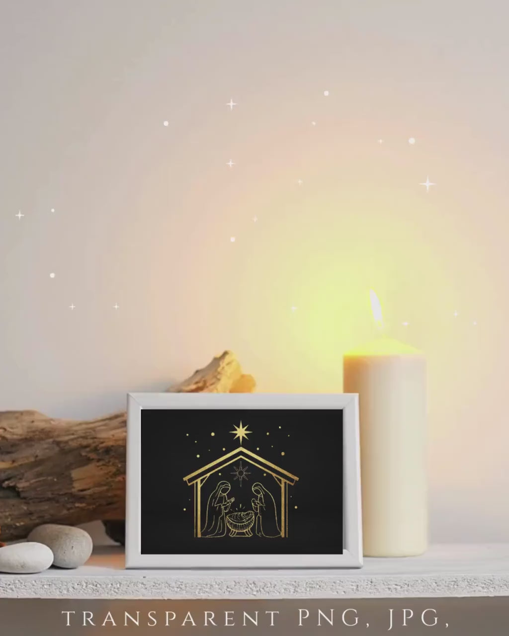 Gold Nativity Clipart, Holy Family PNG, Catholic Christmas Clip Art, Manger Scene Printable, Religious Christmas PNG, Gold Foil Nativity JPG
