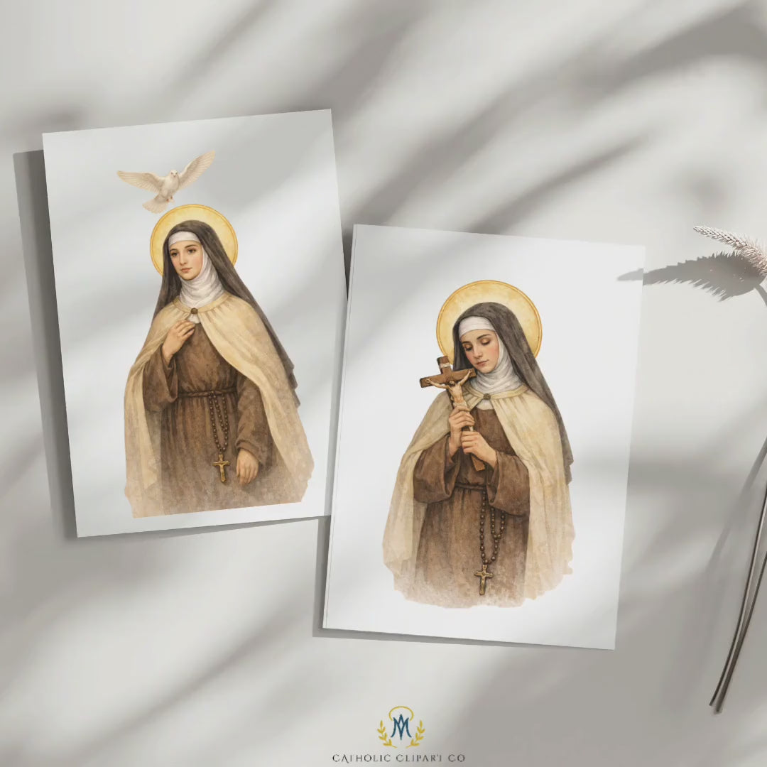 Catholic Saint Teresa of Avila Clipart PNG | Carmelite Saint Art | Doctor of the Church | Prayer Journal & Planner Clipart