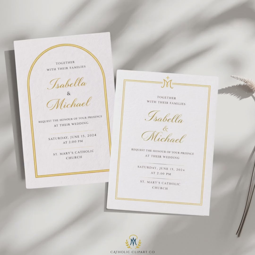 Catholic Wedding Gold Frames | Certificate & Monogram Frame Clipart | Rosary and Cross Frame PNG | Commercial Use JPG
