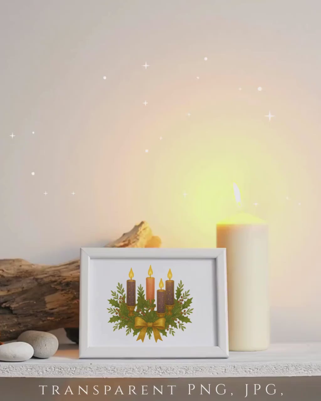 Advent Wreath Clipart Set • Watercolor Advent Candles PNG SVG JPG • Christmas Candle Clipart • Purple & Pink Candle Set • Christian Art