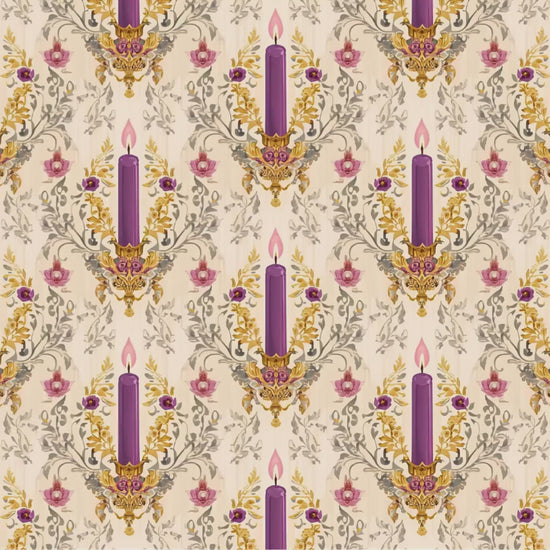 Vintage Advent Purple Candles Digital Paper, 12x12 Catholic Scrapbook Paper, Christian Christmas Background, Non-Seamless bundle of 2