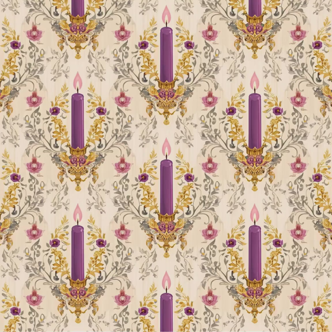 Vintage Advent Purple Candles Digital Paper, 12x12 Catholic Scrapbook Paper, Christian Christmas Background, Non-Seamless bundle of 2
